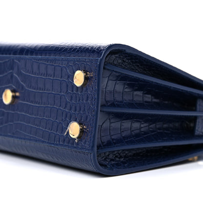 Saint Laurent Calfskin Crocodile Embossed Nano Sac De Jour Royal Blue 5 of 11
