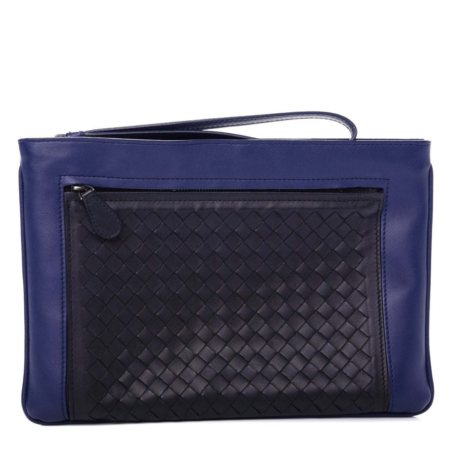 Nappa Intrecciato Zip Pouch Atlantic Black
