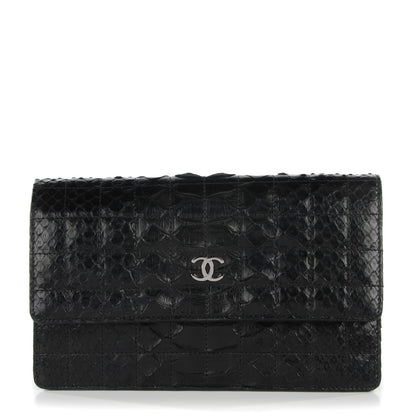Chanel Python Quilted Wallet On Chain WOC Black 1 of 8