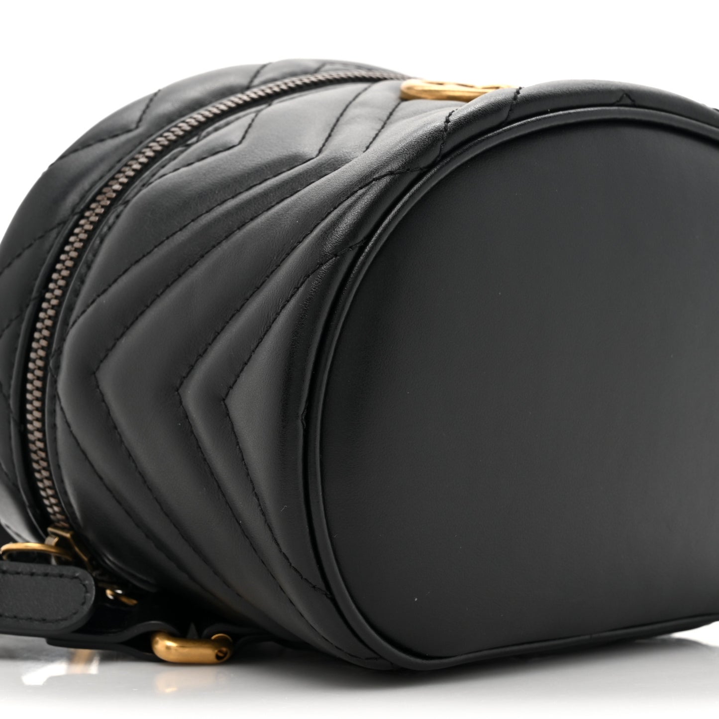 Calfskin Matelasse Mini GG Marmont Round Backpack Black