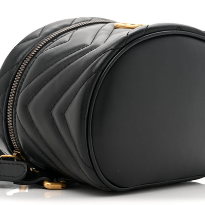 Gucci Calfskin Matelasse Mini GG Marmont Round Backpack Black 10 of 11