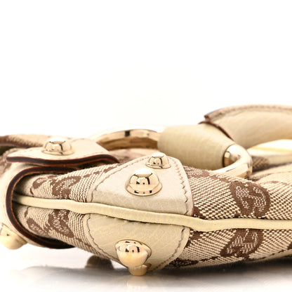 Gucci Monogram Web Small Horsebit Chain Clutch Off White 9 of 11
