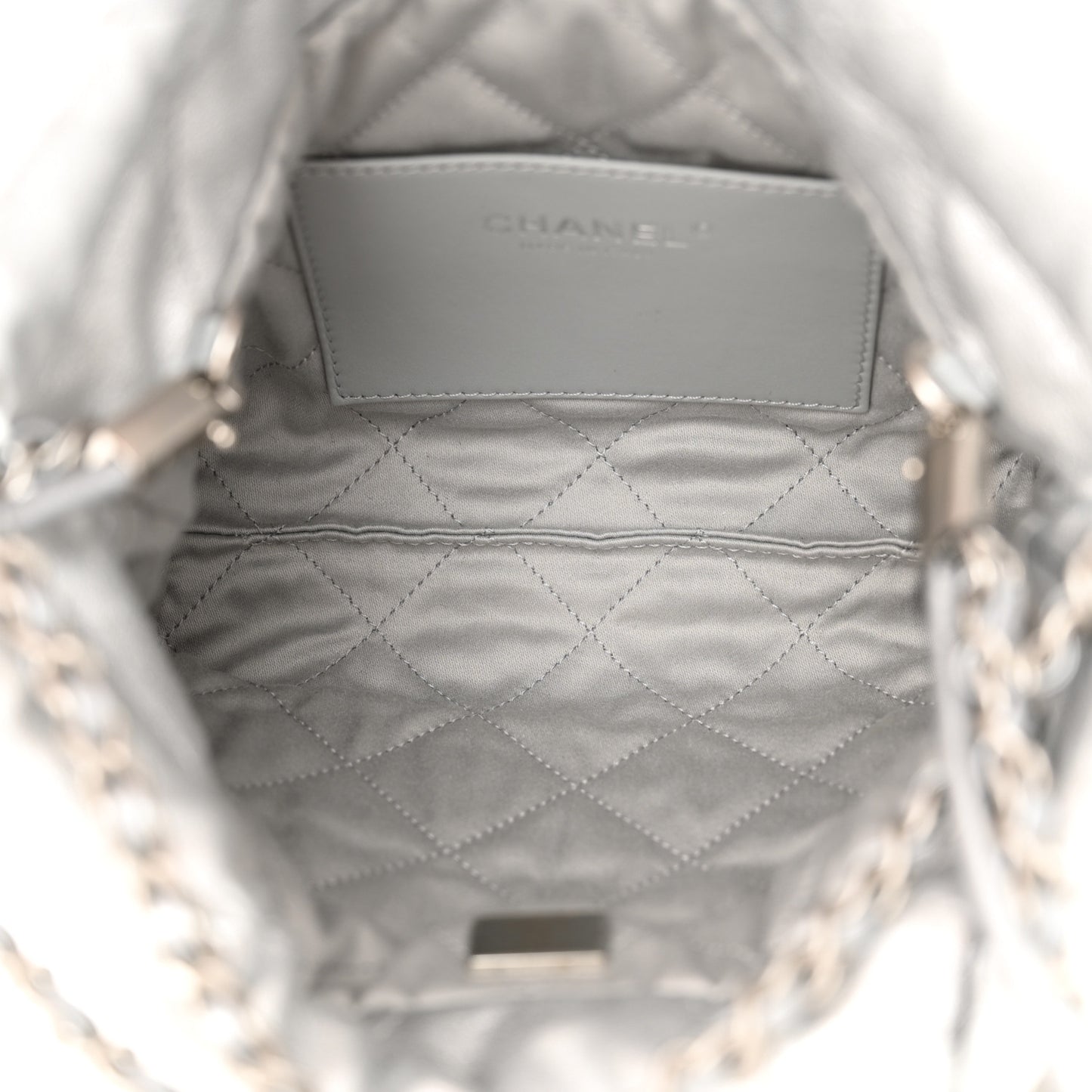 Metallic Lambskin Quilted Mini Chanel 22 Silvery