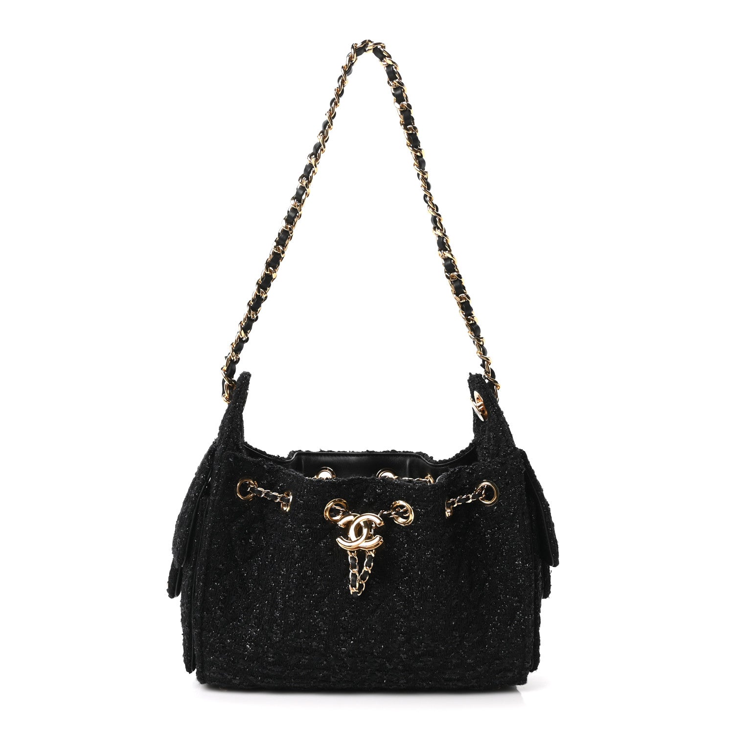 Chanel Tweed Quilted Mini Chanel 25 Handbag Black 1 of 10