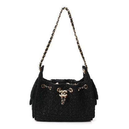 Chanel Tweed Quilted Mini Chanel 25 Handbag Black 1 of 10
