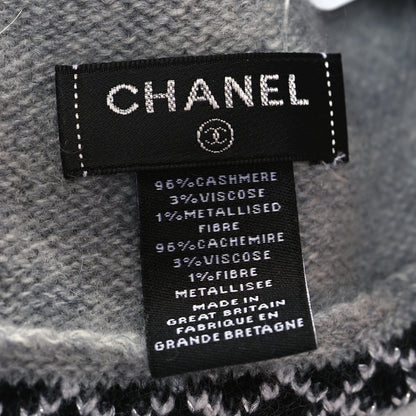 Chanel Cashmere Blend CC Beanie Hat With Gloves Set Black Grey 8 of 9