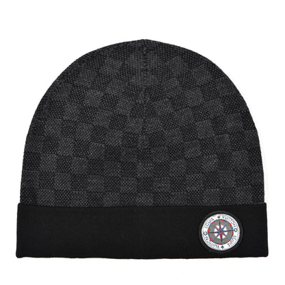 Louis Vuitton Wool Bonnet Petit Damier Graphite Beanie Hat Black Grey 1 of 5