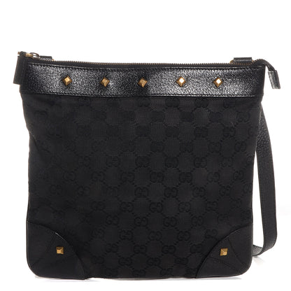 Gucci Monogram Horsebit Nail Messenger Bag Black 1 of 7
