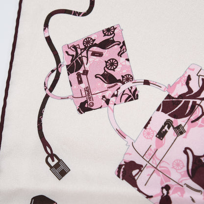 Hermes Silk Kelly en Caleche Scarf 70 Nacre Rose Rose Prune 7 of 8