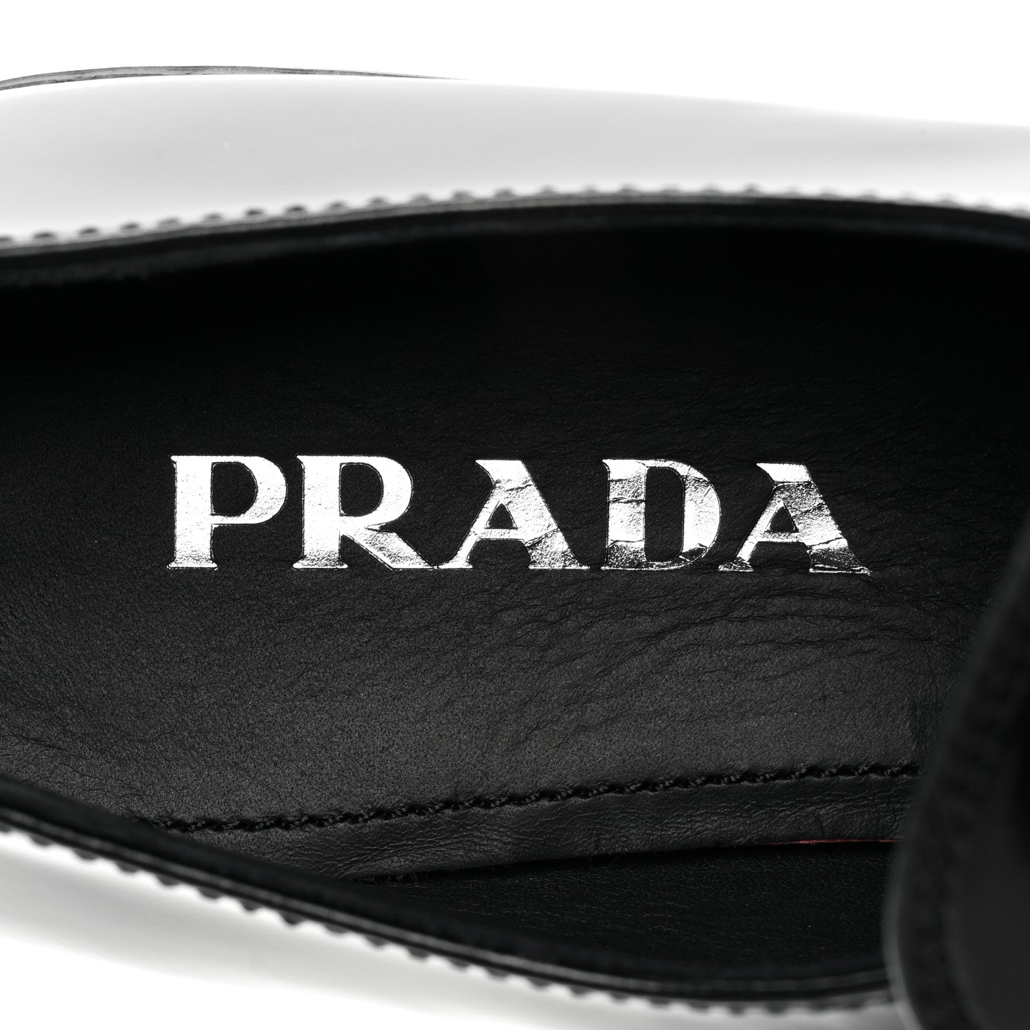 Prada Spazzolato Metal Triangle Logo 50mm Loafers 37.5 Black 7 of 9