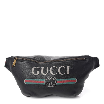 Gucci Grained Calfskin Logo Belt Bag Black 1 of 10