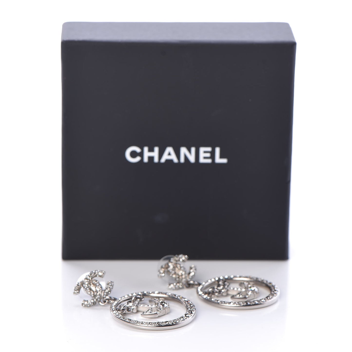 Crystal Pearl CC Anchor Drop Earrings Silver