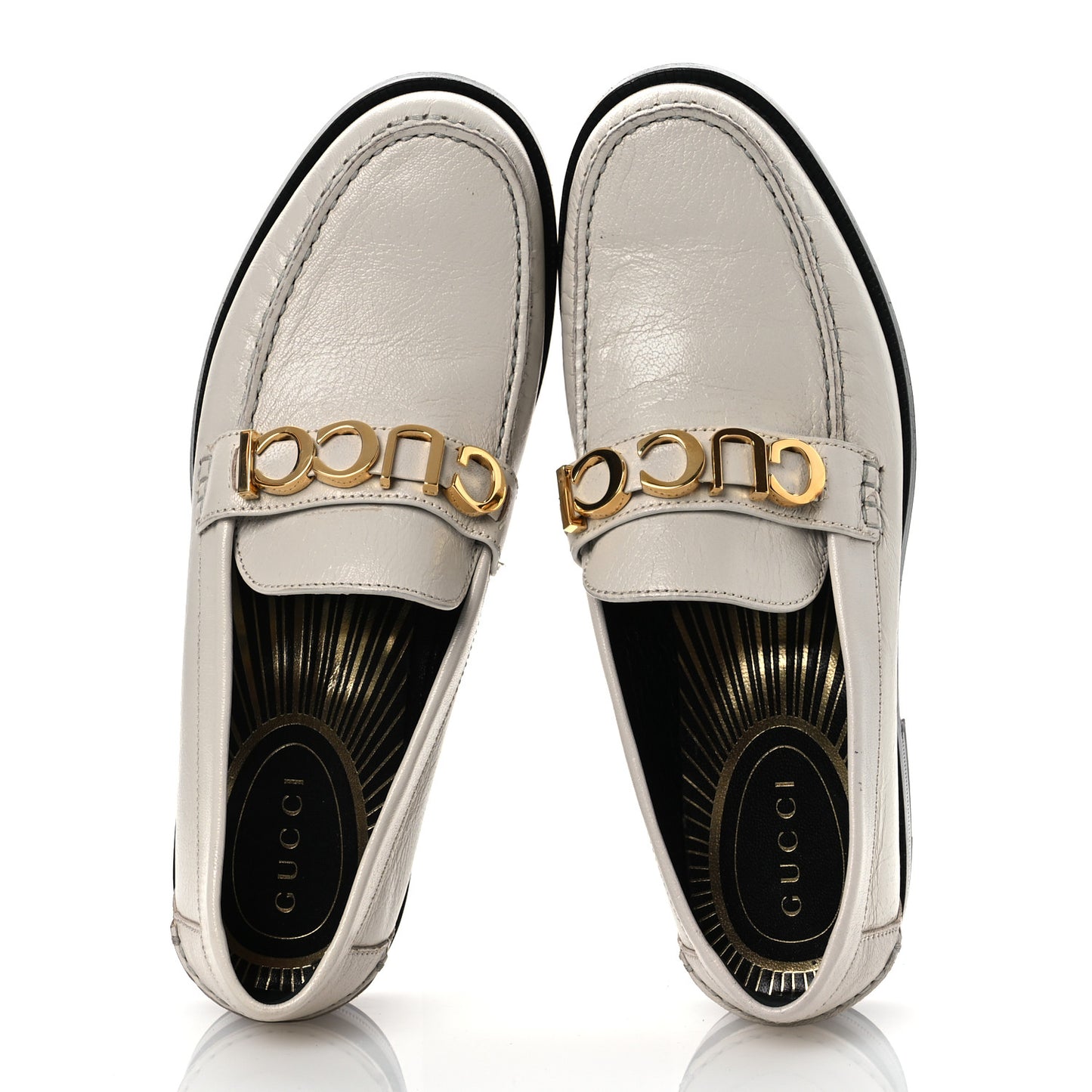 Goatskin Womens Logo 15mm Loafers 40.5 Mystic White