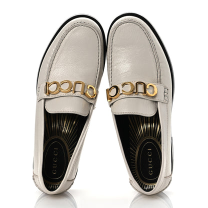 Gucci Goatskin Womens Logo 15mm Loafers 40.5 Mystic White 2 of 14
