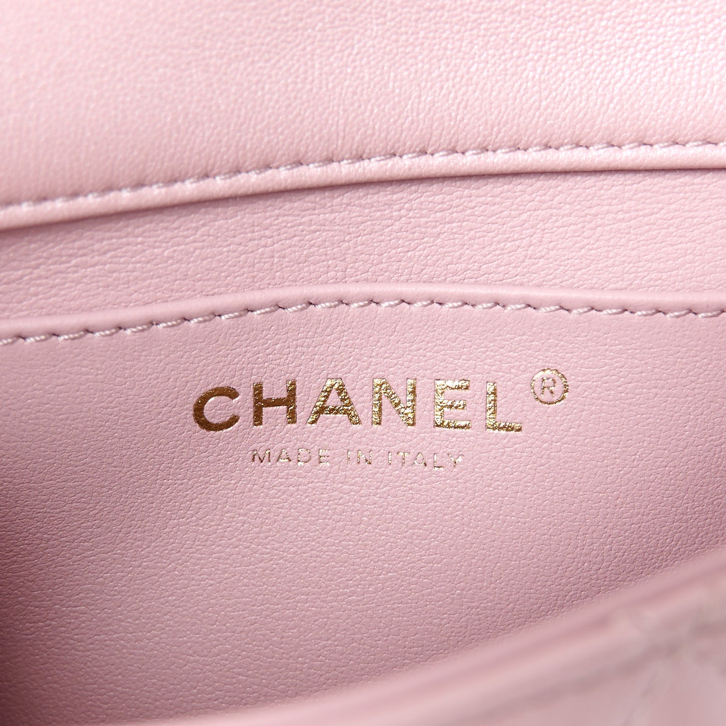 Shiny Lambskin Quilted Pearl Twist Mini Square Flap Light Pink