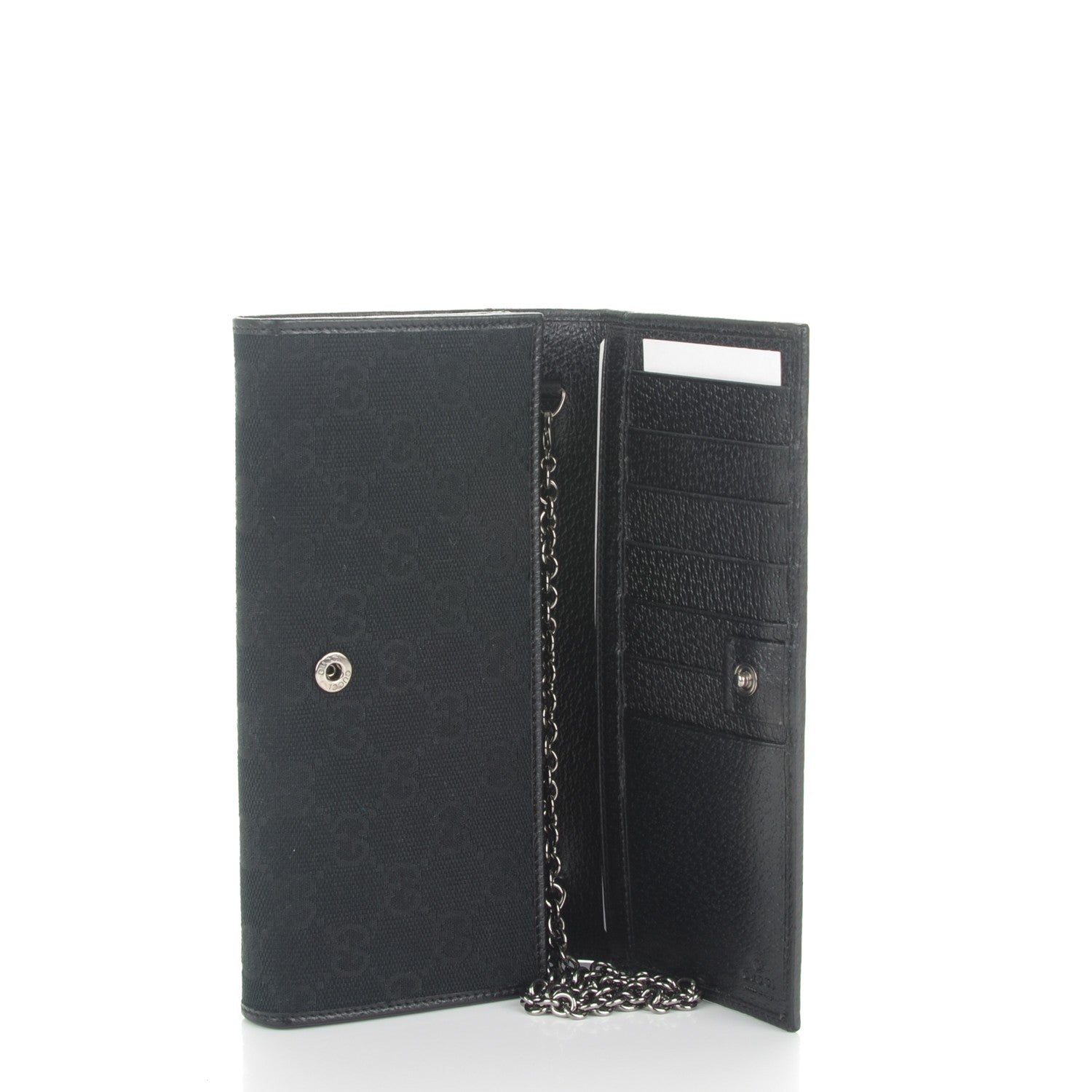 Gucci Monogram Metal Bar Chain Wallet Black 5 of 7