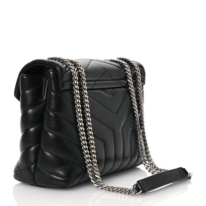 Saint Laurent Calfskin Y Quilted Monogram Small Loulou Chain Satchel Black 3 of 17