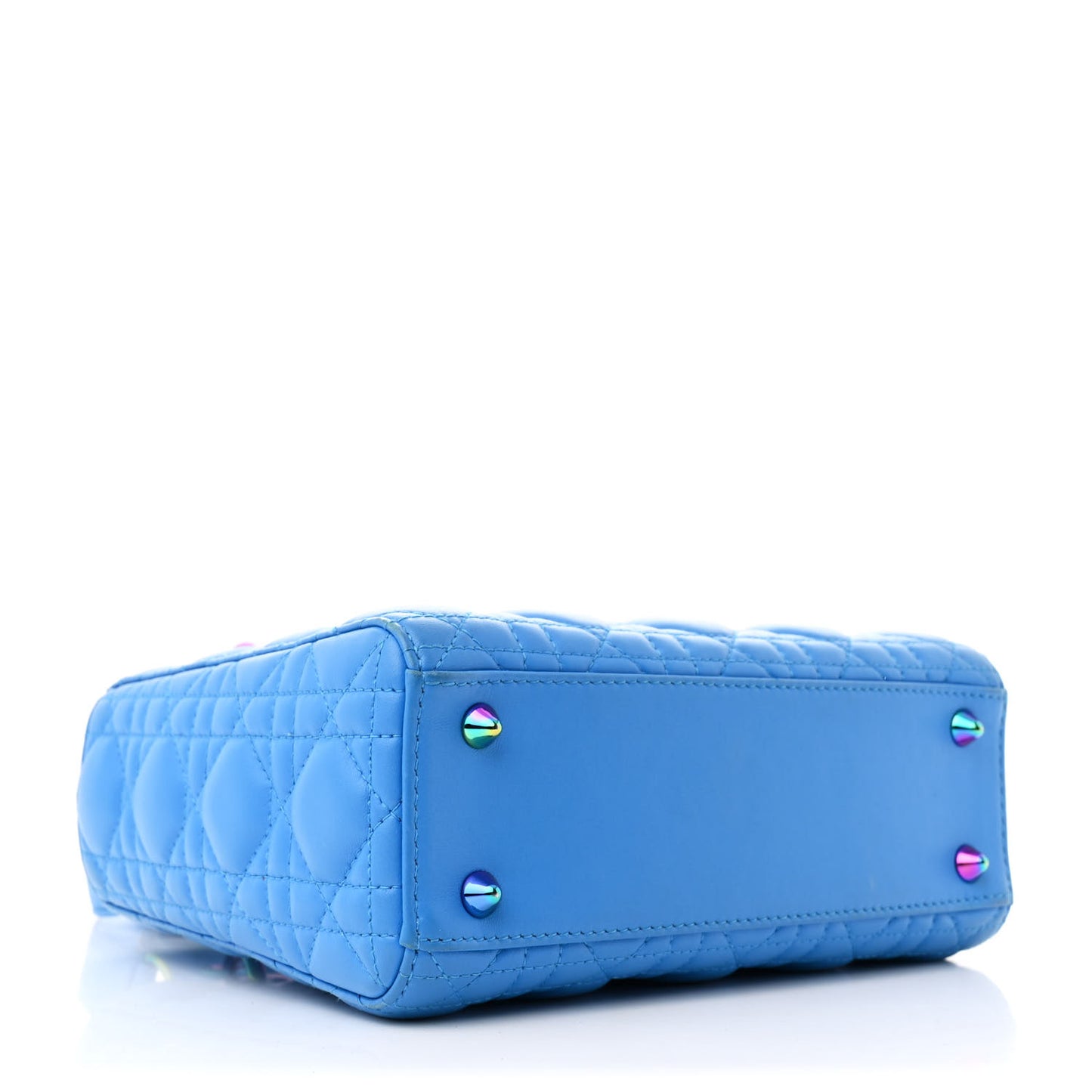 Lambskin Cannage Small Lady Dior Bright Blue