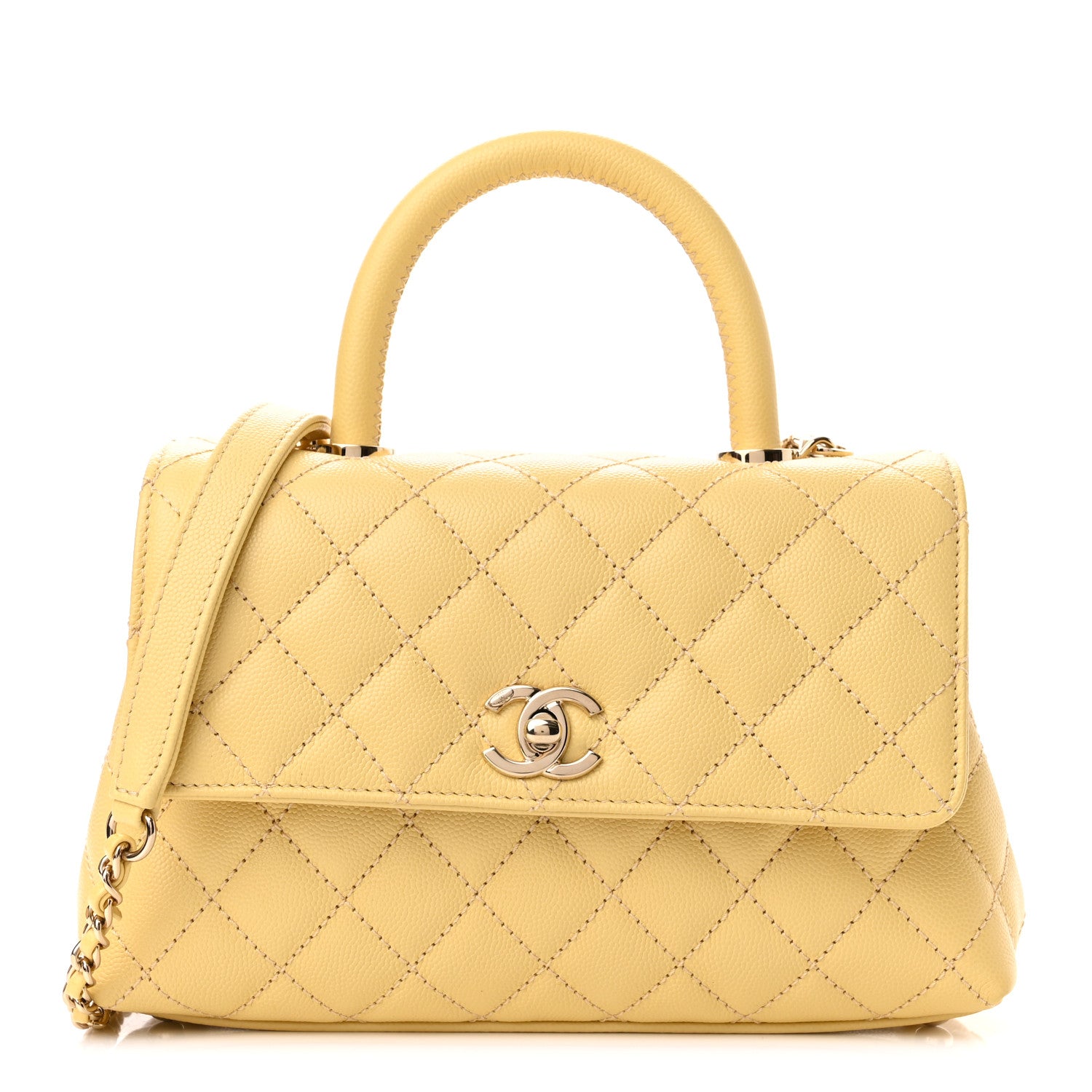 Chanel Caviar Quilted Mini Coco Handle Flap Yellow 1 of 11