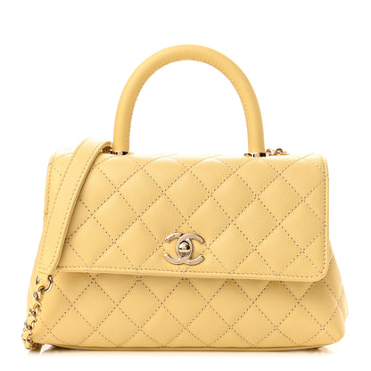 Chanel Caviar Quilted Mini Coco Handle Flap Yellow 1 of 11