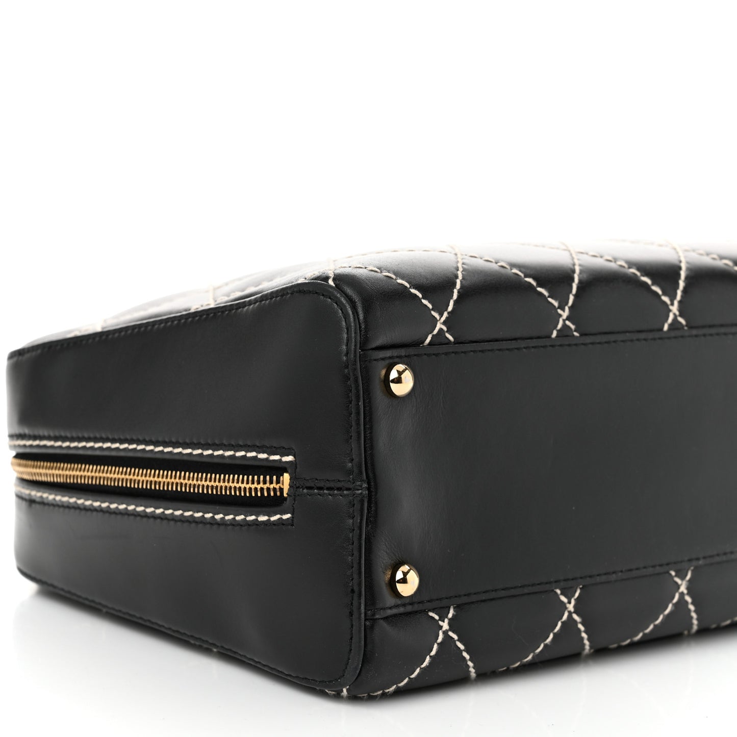 Calfskin Contrast Stitch Surpique Bowler Black