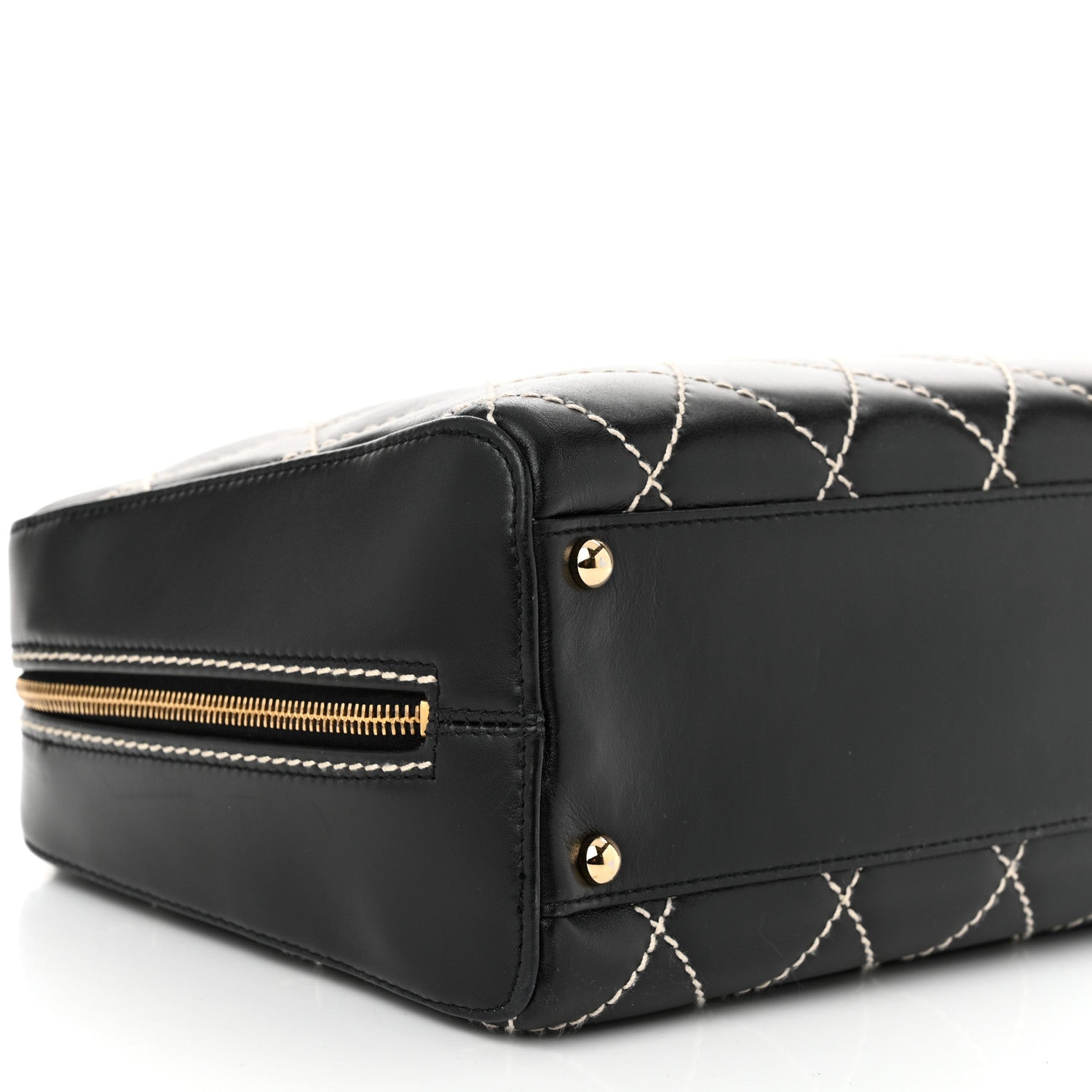 Chanel Calfskin Contrast Stitch Surpique Bowler Black 9 of 10