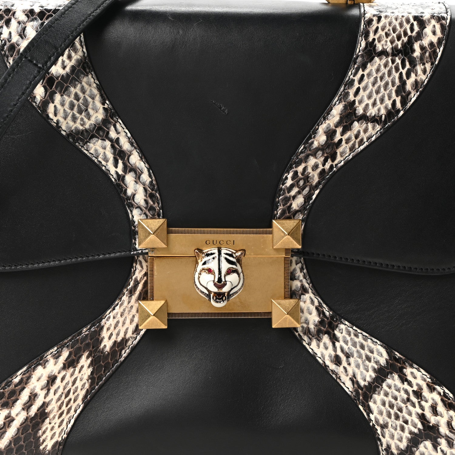 Gucci Calfskin Snakeskin GG Supreme Monogram Medium Osiride Top