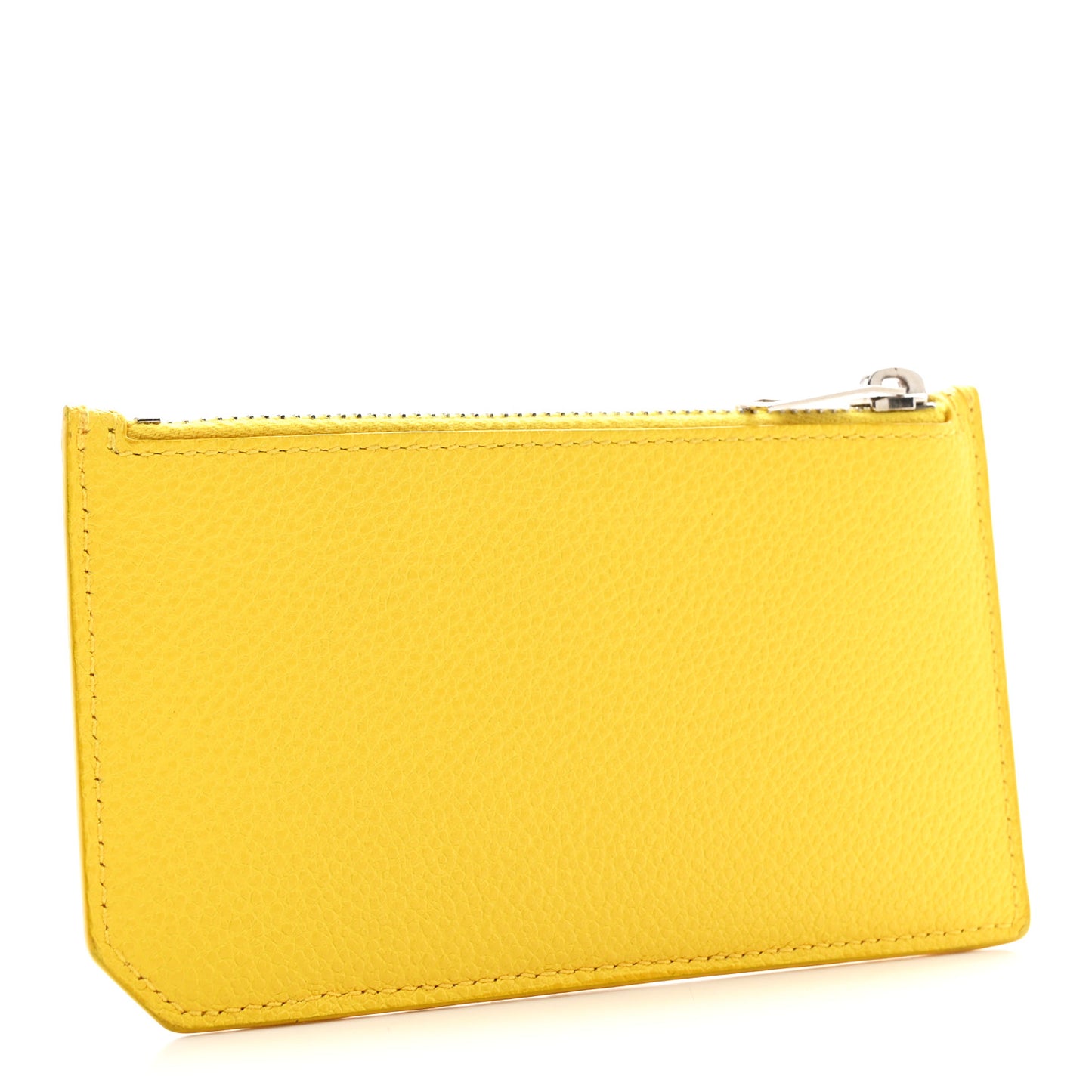 Grained Calfskin 5 Fragments Zip Pouch Card Holder Sunflower