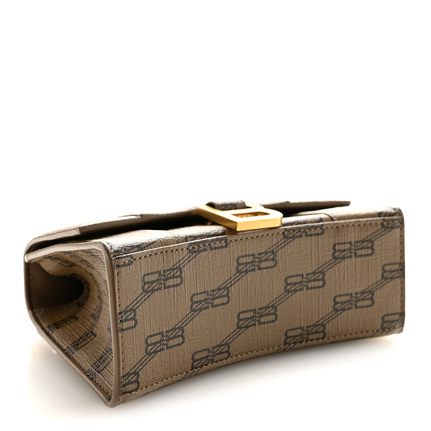 Balenciaga Coated Canvas BB Monogram Hourglass Top Handle Bag XS Beige Brown 4 of 11