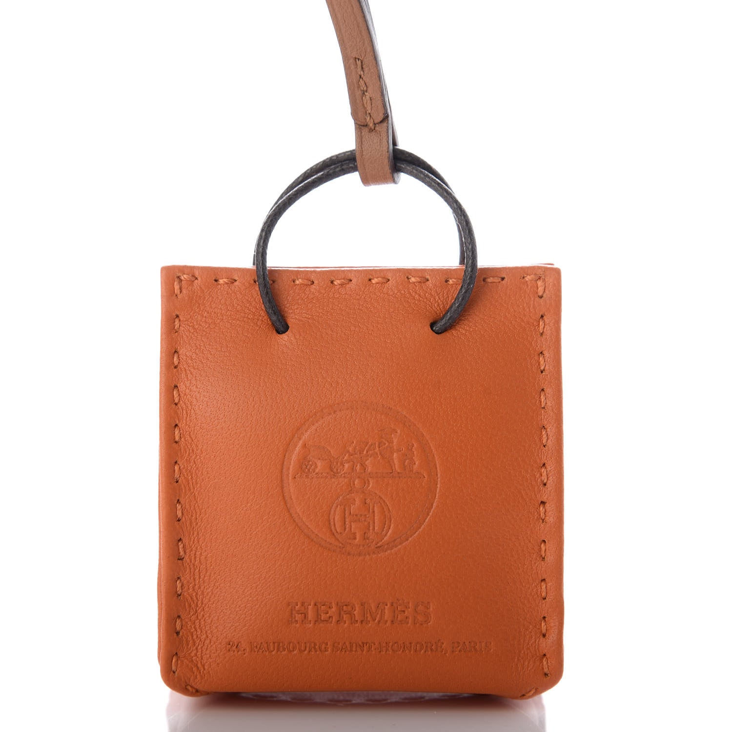 Hermes Milo Lambskin Swift Shopping Bag Charm Feu Gold 3 of 5