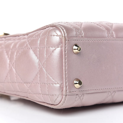 Christian Dior Metallic Lambskin Cannage Mini Lady Dior Lotus 5 of 16
