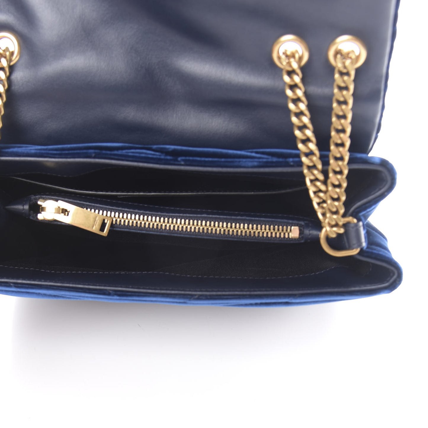 Velvet Y Quilted Monogram Small Loulou Chain Satchel Medium Blue