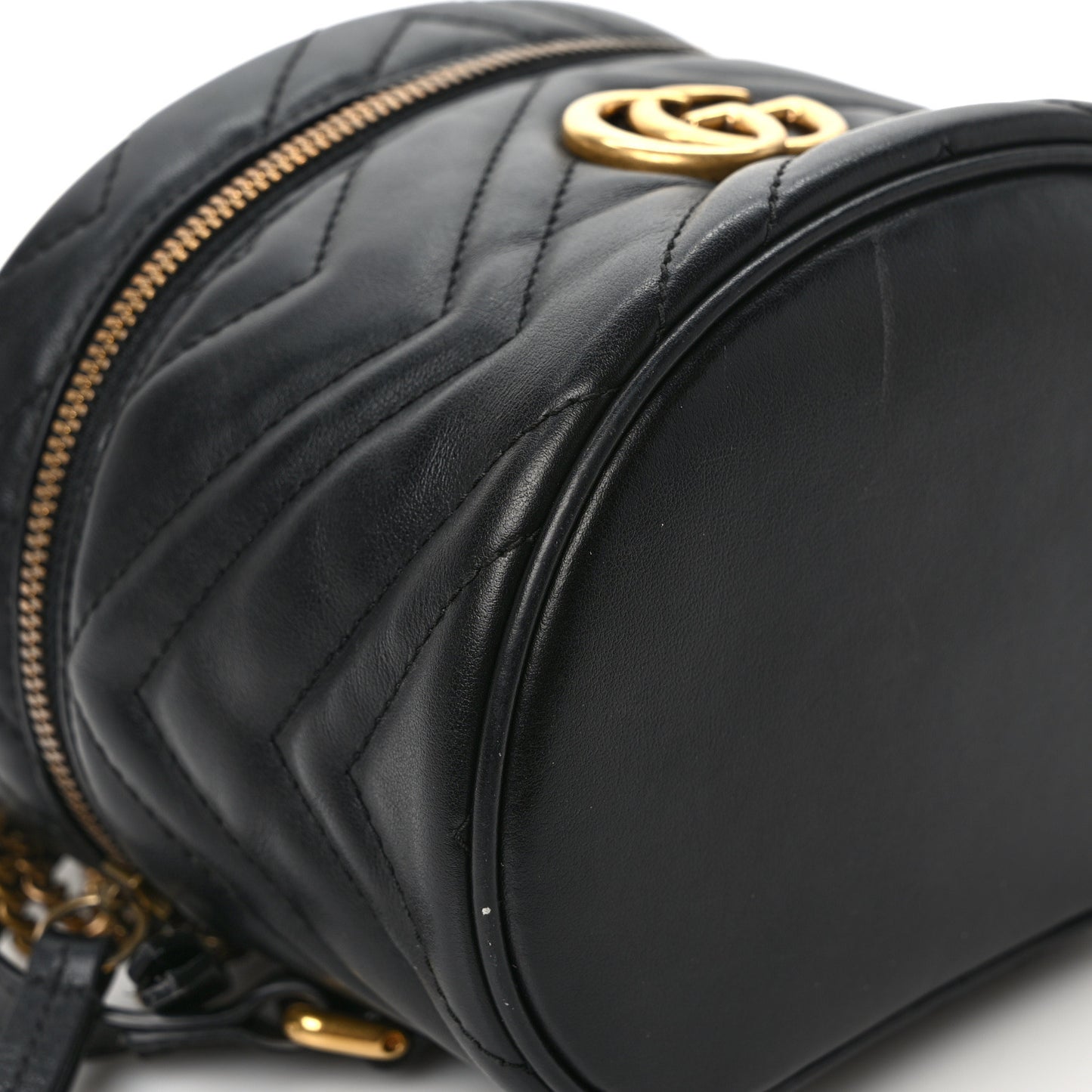 Calfskin Matelasse Mini GG Marmont Round Backpack Black