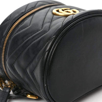 Gucci Calfskin Matelasse Mini GG Marmont Round Backpack Black 10 of 14