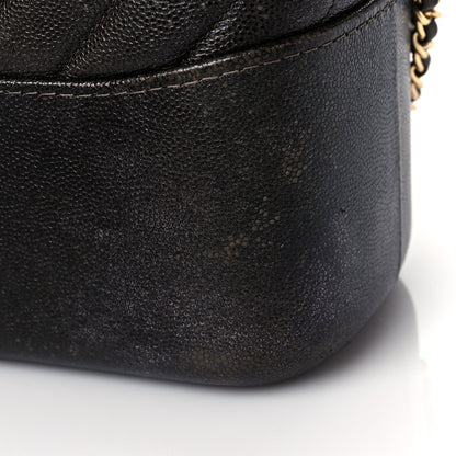 Chanel Metallic Caviar Chevron Quilted Medium Gabrielle Hobo Dark Silver Gold 16 of 16