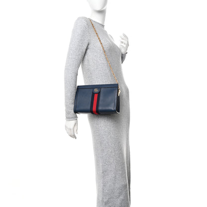 Gucci Textured Calfskin Web Small Ophidia Chain Shoulder Bag Blue Agata 2 of 10