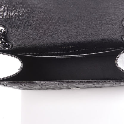 Saint Laurent Grain De Poudre Textured Mixed Matelasse Triquilt Medium Monogram Satchel Black 7 of 9