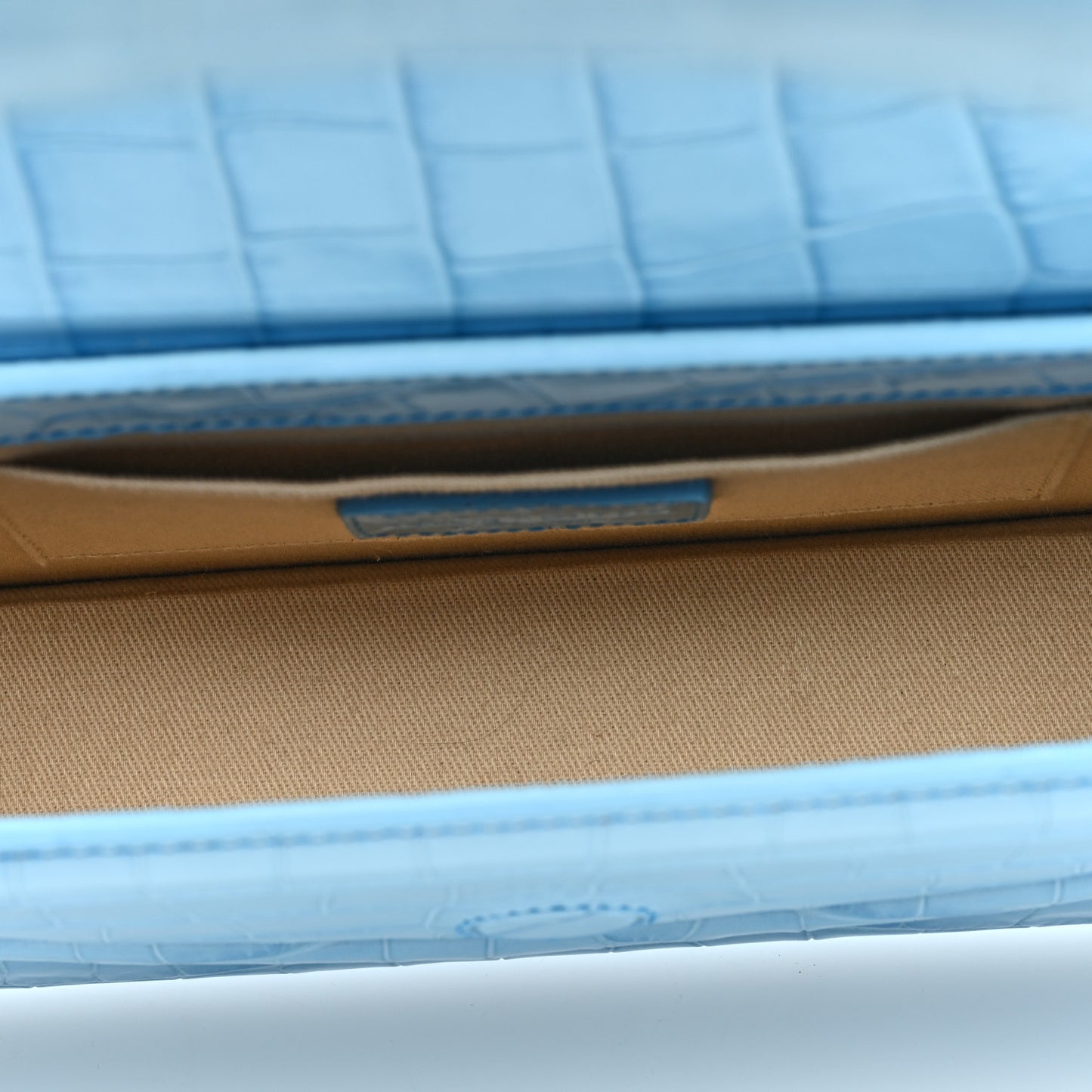 Calfskin Crocodile Embossed Le Sac Rond Blue
