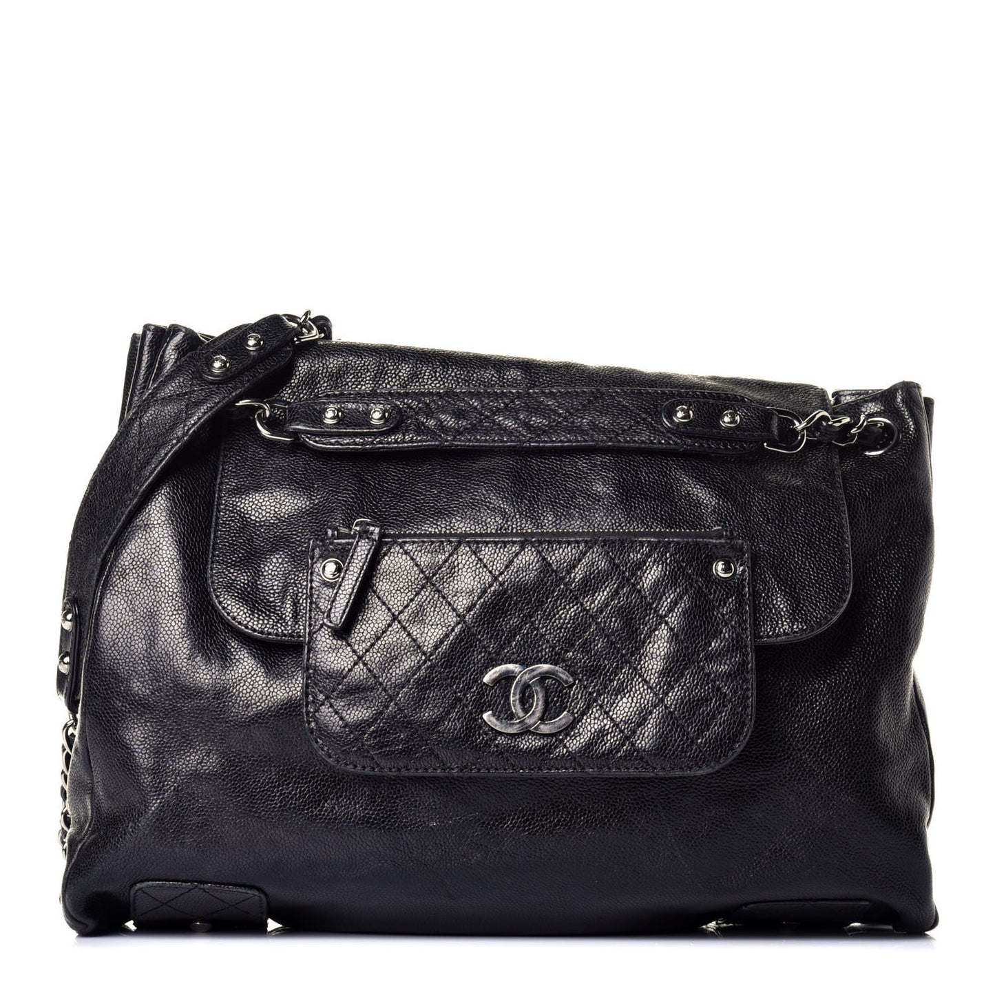 Glazed Caviar Pocket In The City Tote Black