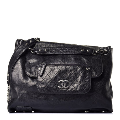 Chanel Glazed Caviar Pocket In The City Tote Black 1 of 10