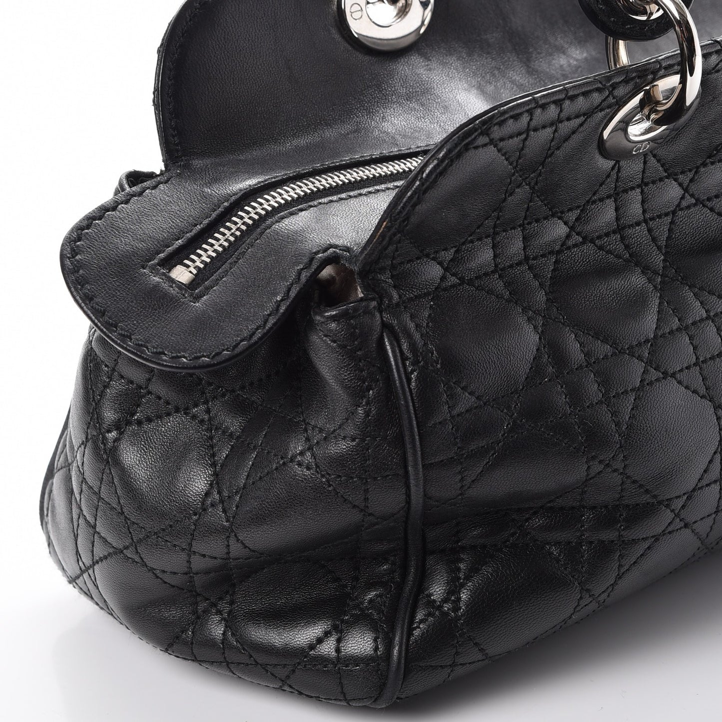 Lambskin Cannage Satchel Black