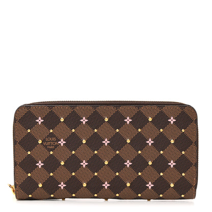 Louis Vuitton Damier Ebene Studded Zippy Wallet Rose Ballerine 1 of 7