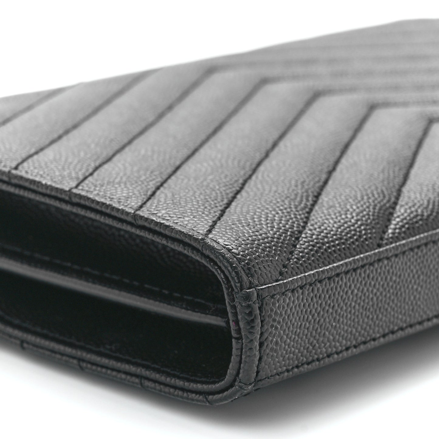 Grain De Poudre Matelasse Chevron Monogram Chain Wallet Black