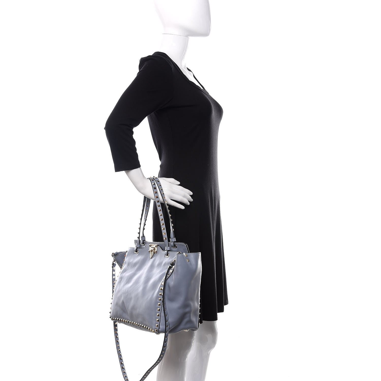 Valentino Garavani Vitello Medium Rockstud Tote London Stone 2 of 15