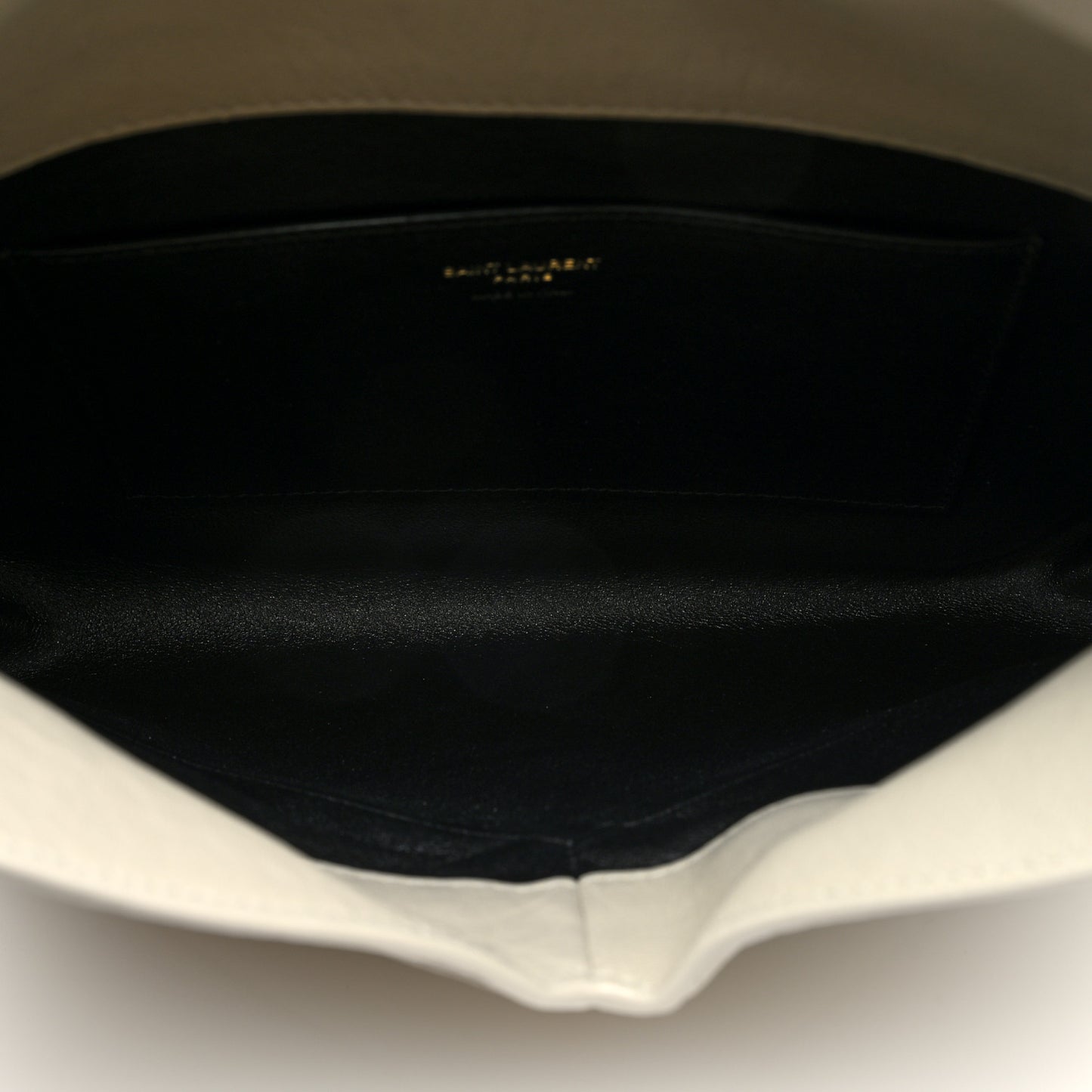 Grained Lambskin Large Cassandre Envelope Pouch Blanc Vintage
