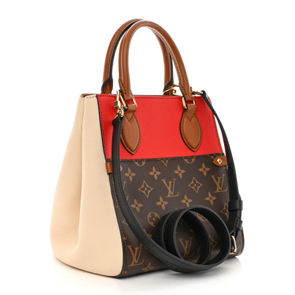 Louis Vuitton Calfskin Monogram Fold Tote PM Cerise Cream Black 3 of 10