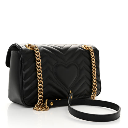 Gucci Calfskin Matelasse Small GG Marmont Shoulder Bag Black 3 of 10