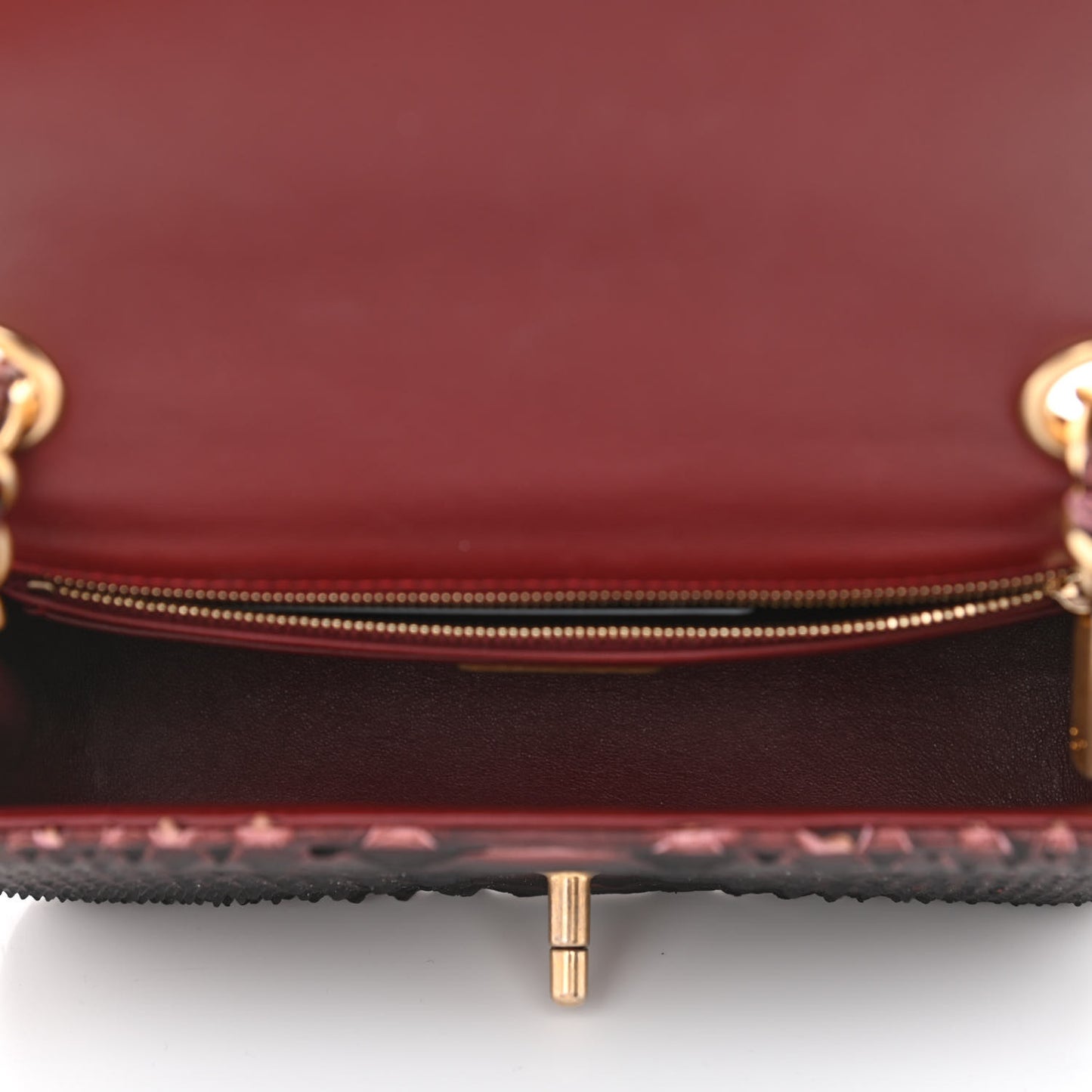 Snakeskin Mini Rectangular Flap Burgundy