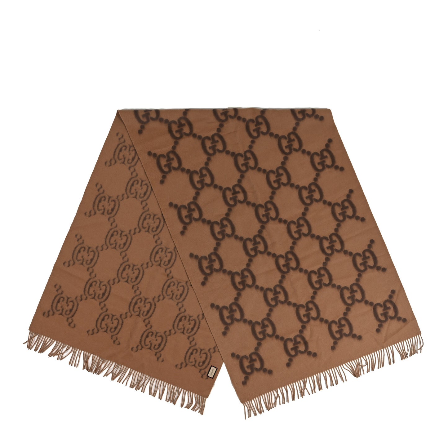 Wool Jacquard Monogram Jumbo GG Gimire Scarf Beige Dark Brown