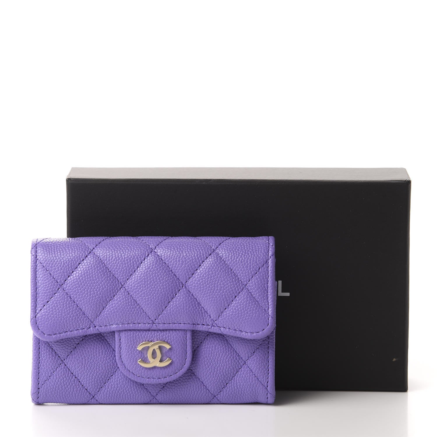 Chanel Caviar Quilted Flap Card Holder Wallet Purple 9 of 9
